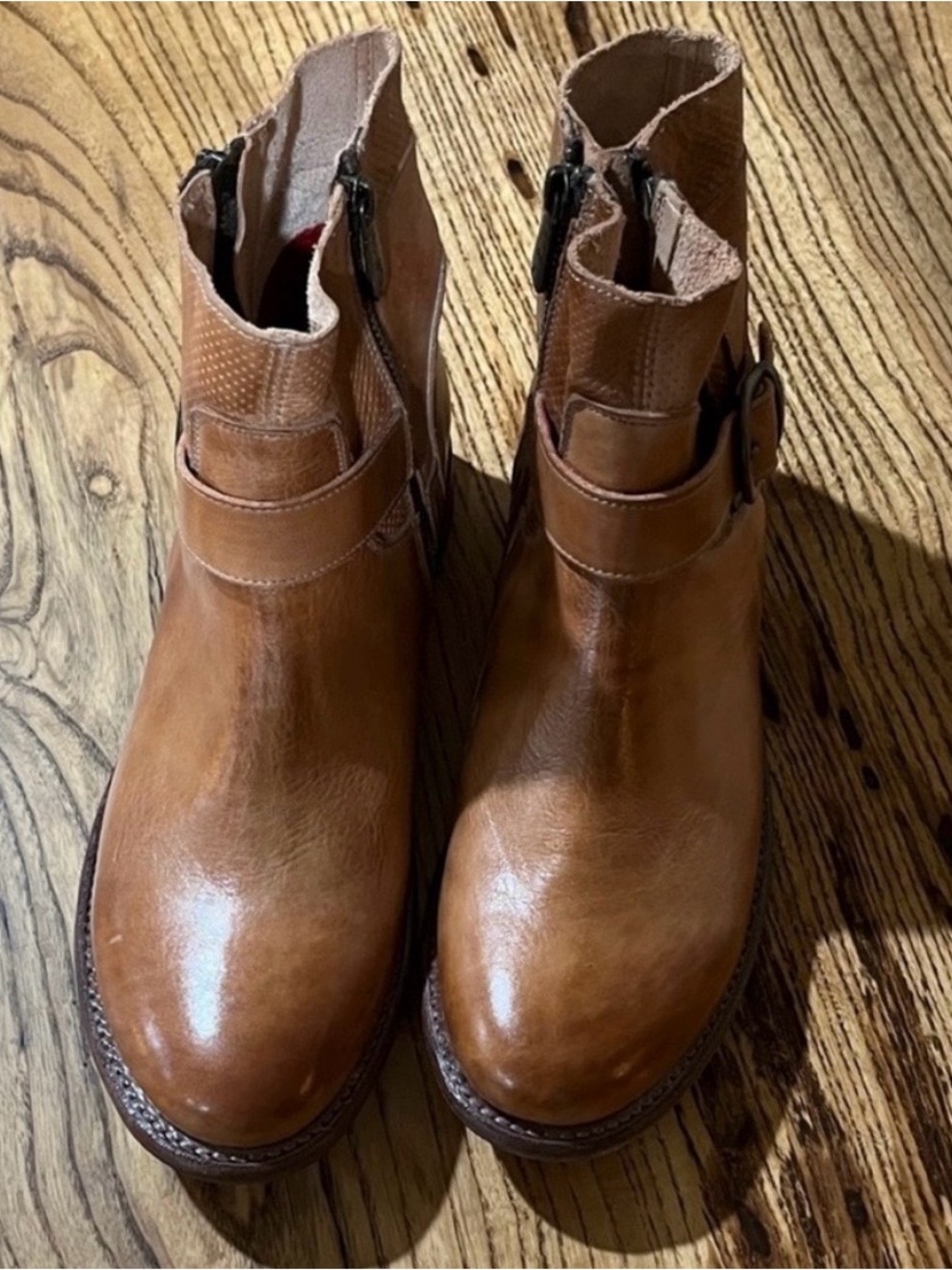 Bed Stu Women's Tan Leather Chukka Boots with Buckle